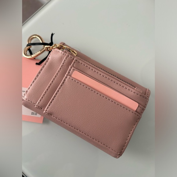 Juicy Dusty Pink Trifold Wallet with Heart Zipper - Picture 4 of 4